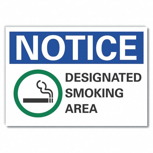 LYLE Smoking Area Notice Label, Sign Format ANSI/OSHA Format ...