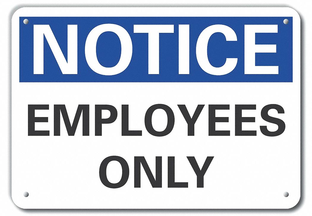 Reflective  Employees & Visitors Notice Sign: Aluminum, Mounting Holes Sign Mounting, Engineer Grade
