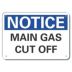 Notice: Main Gas Cut Off Signs