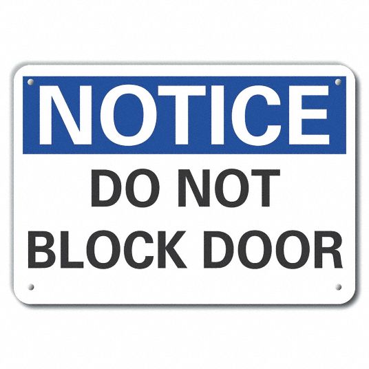 LYLE Entrance Sign, Do Not Block Door, Sign Header Notice, Plastic, 7 ...