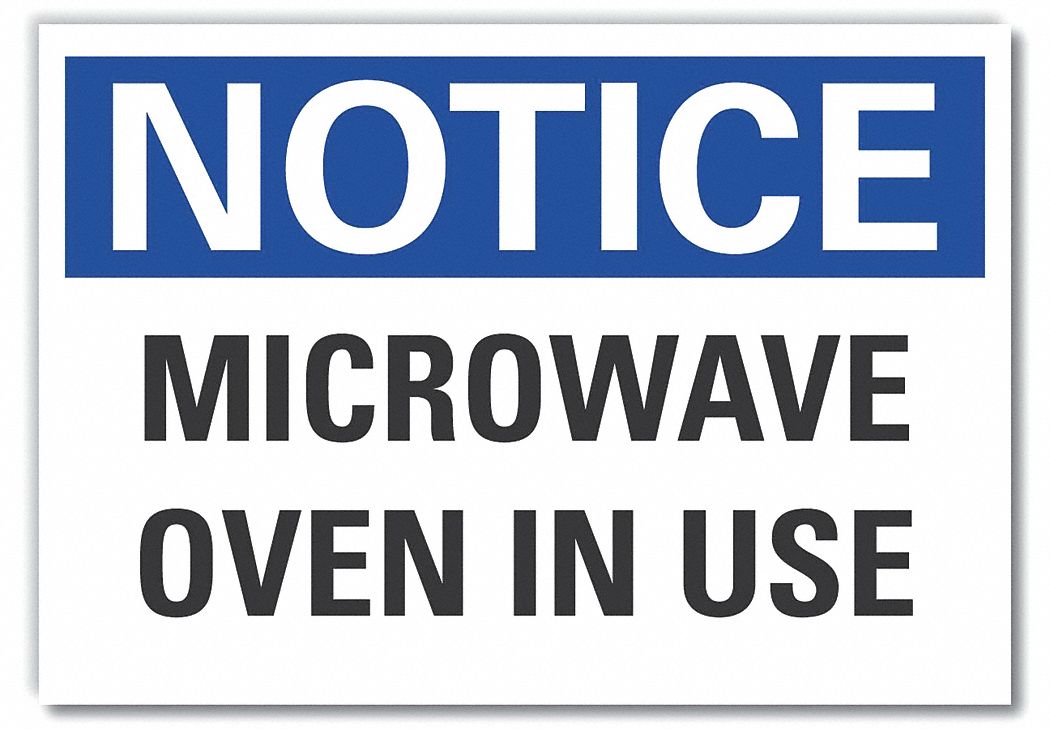 LYLE Microwave Notice Label, Sign Format Traditional OSHA, Microwave Oven In Use, Sign Header