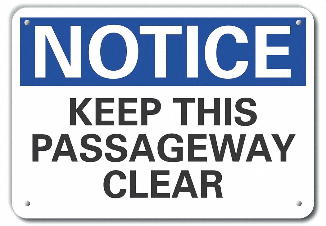 Reflective Keep Clear Notice Sign: Aluminum, Mounting Holes Sign Mounting, Engineer Grade