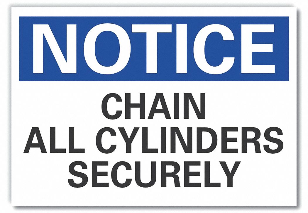  Cylinder Handling Notice Label: Polyester, Adhesive Sign Mounting, 10 in x 14 in Nominal Sign Size