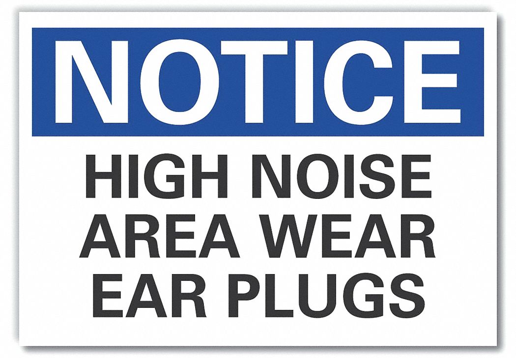  Hearing  Notice Label: Polyester, Adhesive Sign Mounting, 10 in x 14 in Nominal Sign Size, Notice
