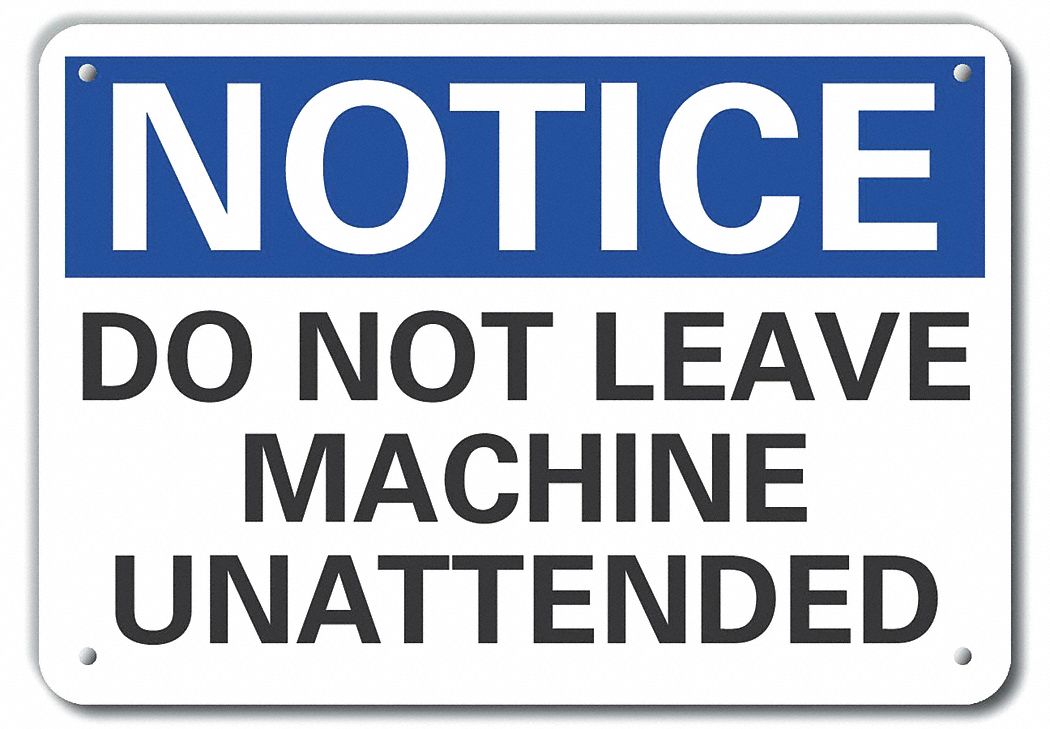 Alum Machine&Operation Note Sign, 10x14in