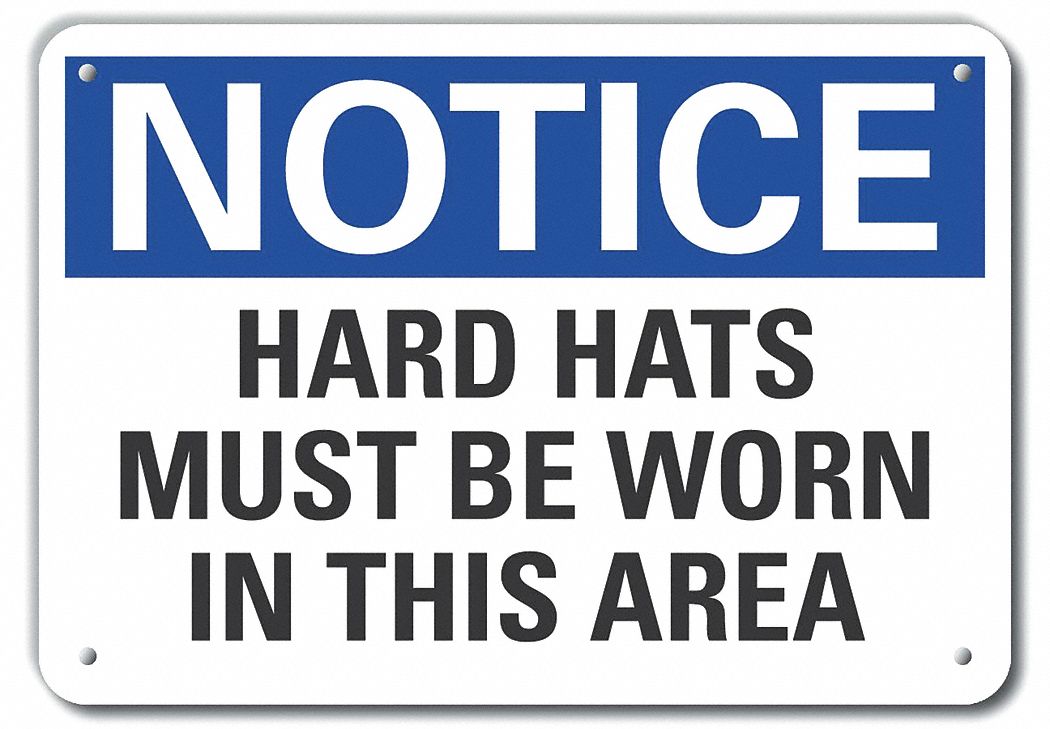 Rflct Hard Hat Notice Sign, 7x10in, Alum