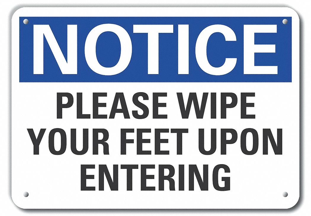 Reflective Information Notice Sign: Aluminum, Mounting Holes Sign Mounting, Engineer Grade, 10 in Ht