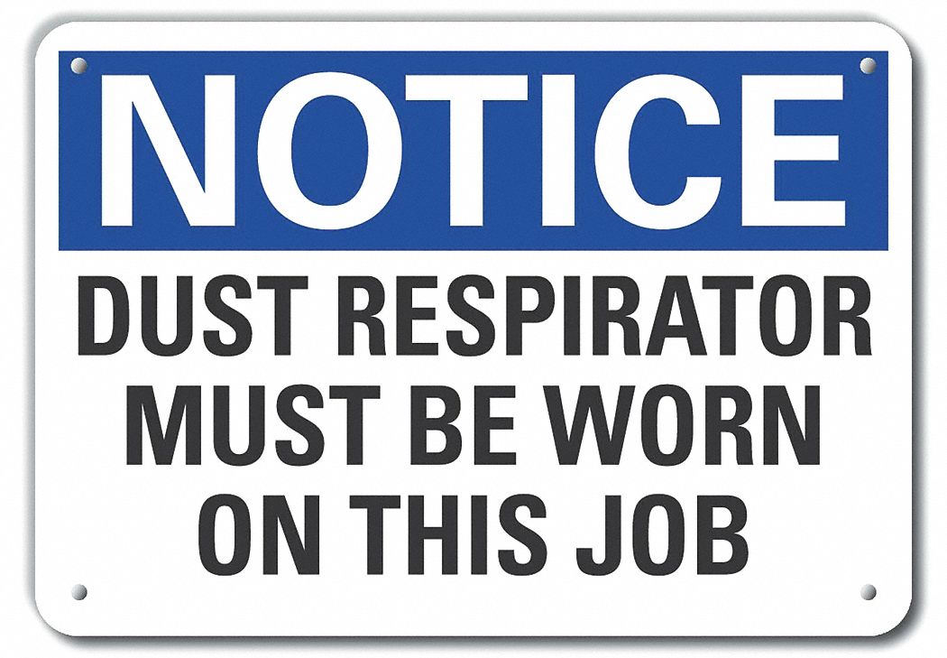LYLE Dust Mask Notice Sign, 10x14in, Plastic 64NN65LCU50195NP_14X10 Grainger