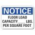 Notice: Floor Load Capacity ___ Lbs. Per Square Foot Signs