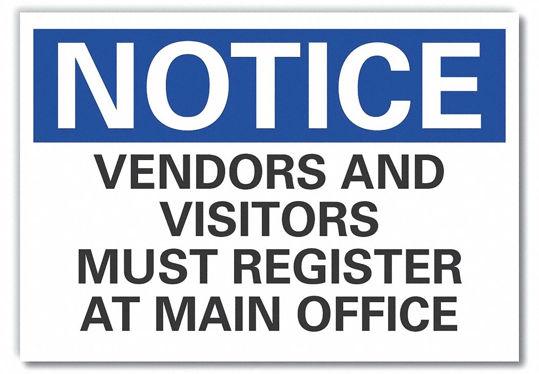 Visitors Notice Reflective Label: Reflective Sheeting, Adhesive Sign Mounting, Engineer Grade