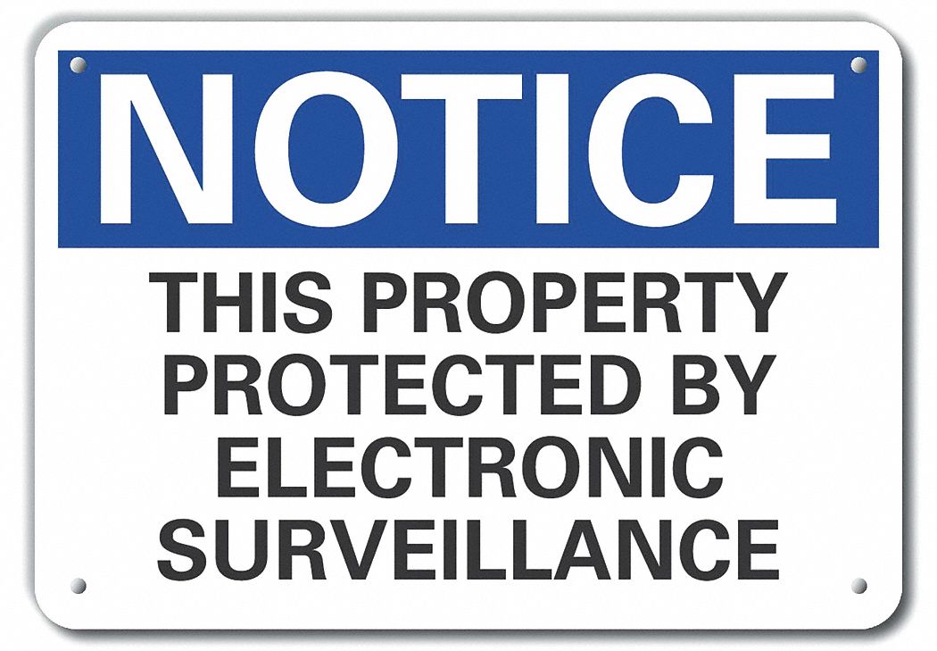 Rflctv Surveillance Notice Sign, 10x14in