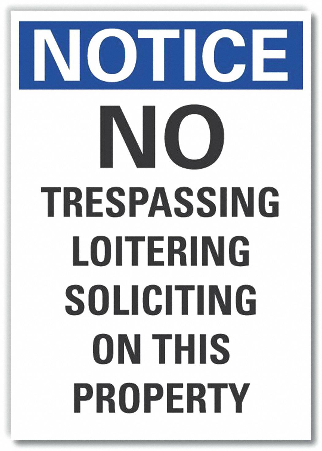  No Trespassing Notice Label: Polyester, Adhesive Sign Mounting, 10 in x 7 in Nominal Sign Size