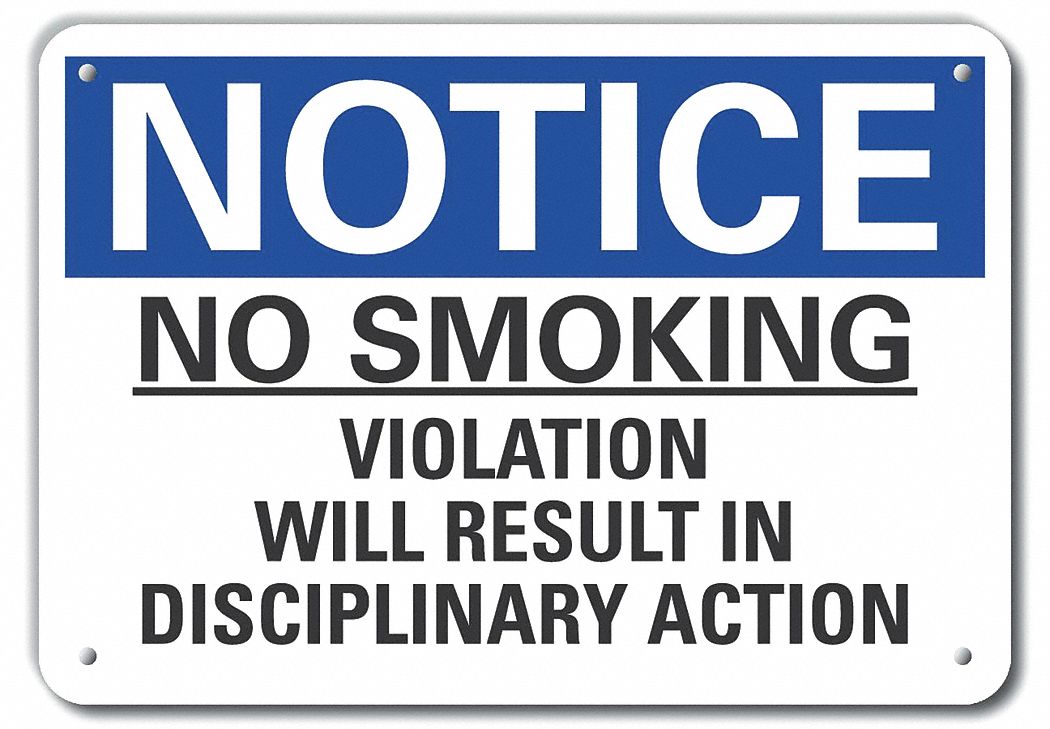 Reflective  No Smoking Notice Sign: Aluminum, Mounting Holes Sign Mounting, Engineer Grade