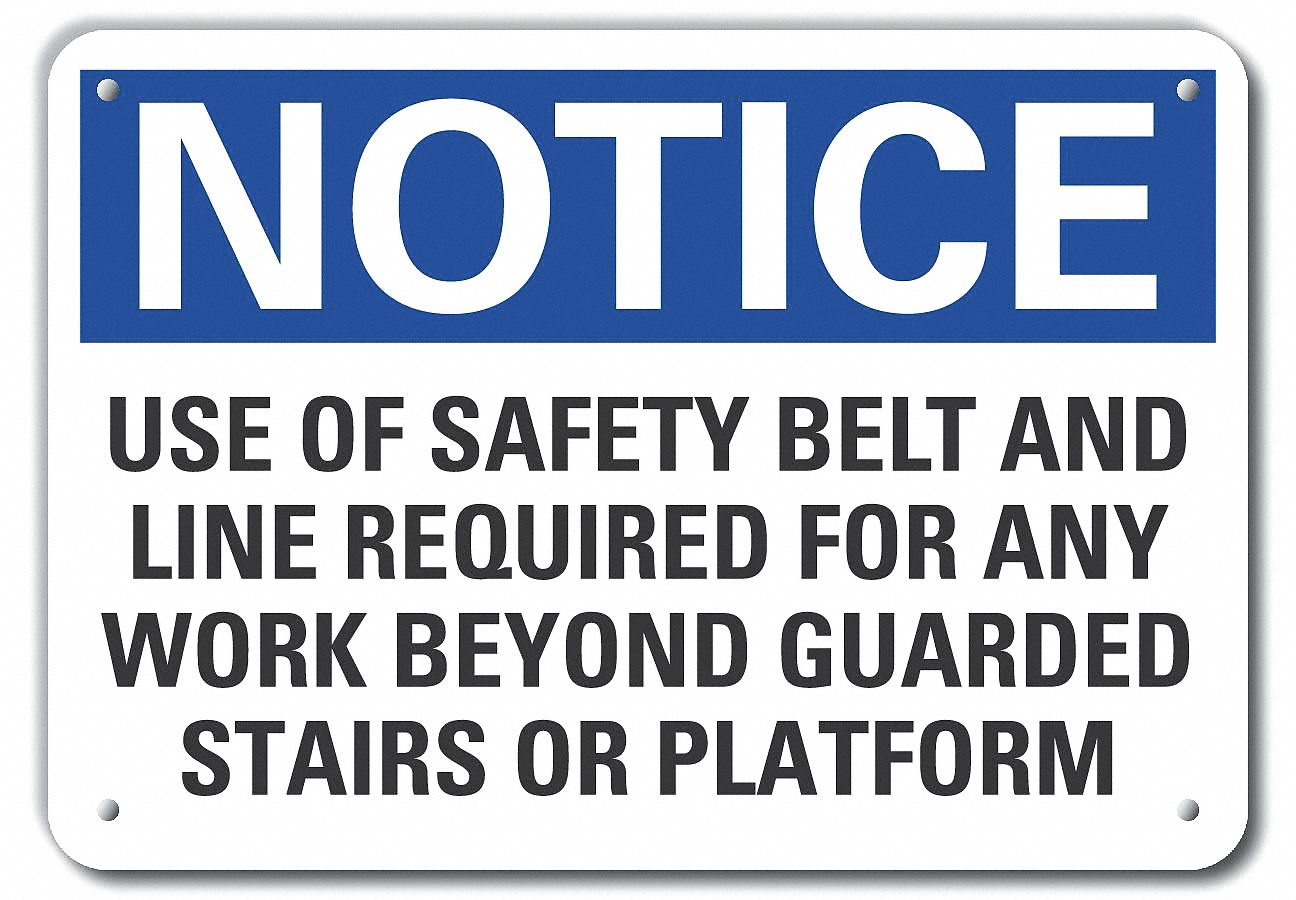 Reflective  Fall  Notice Sign: Aluminum, Mounting Holes Sign Mounting, Engineer Grade, 0.04 in Thick