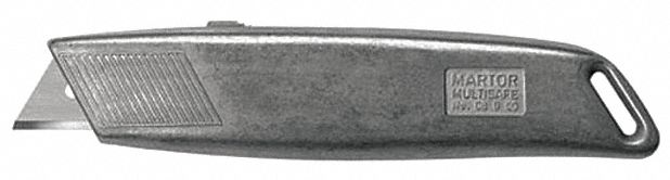 Safety Knife: 5 1/2 in Overall Lg, Plain, Zinc, Unpainted, Screw