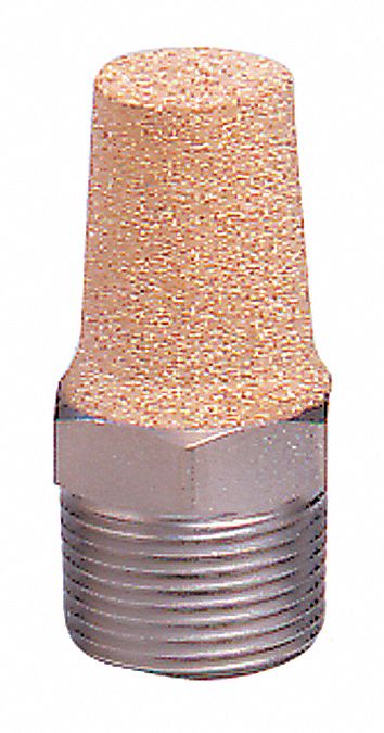 PNEUMATIC EXHAUST MUFFLER, 1/8 IN NPT THREAD, 11 SCFM, STEEL, 40 MICRON, BRONZE