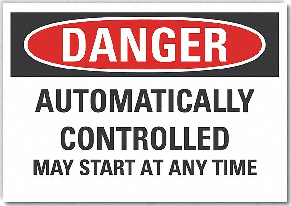  Automatic Equipment Danger Label: Polyester, Adhesive Sign Mounting, 5 in x 7 in Nominal Sign Size