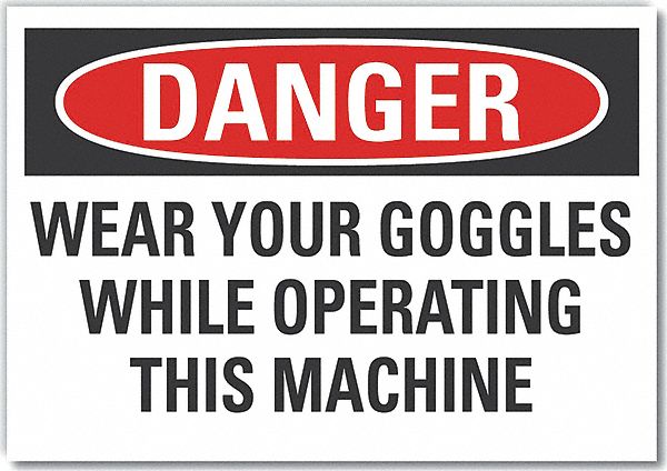  Eye  Danger Label: Polyester, Adhesive Sign Mounting, 10 in x 14 in Nominal Sign Size, Danger, Wall