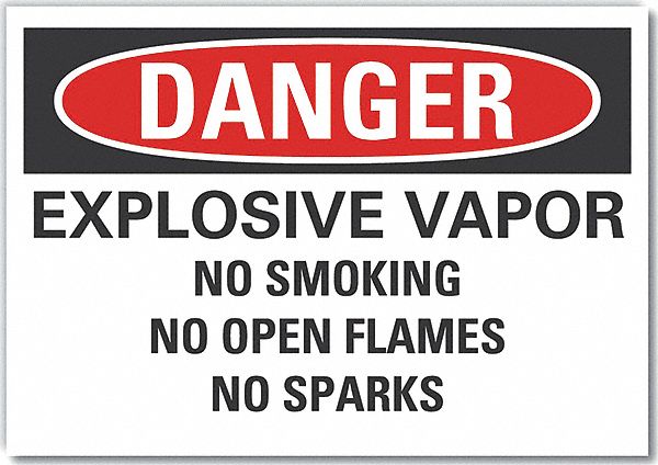  Explosive Materials Danger Label: Polyester, Adhesive Sign Mounting, 5 in x 7 in Nominal Sign Size