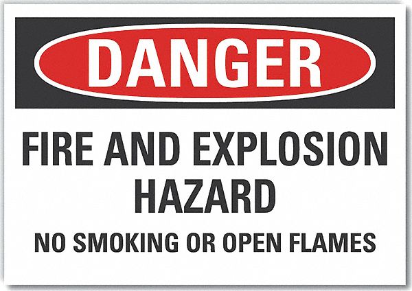  No Smoking Danger Label: Polyester, Adhesive Sign Mounting, 10 in x 14 in Nominal Sign Size, Danger