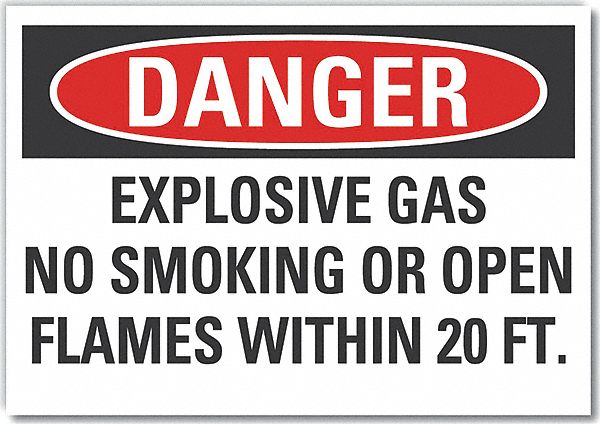  No Smoking Danger Label: Polyester, Adhesive Sign Mounting, 10 in x 14 in Nominal Sign Size, Danger