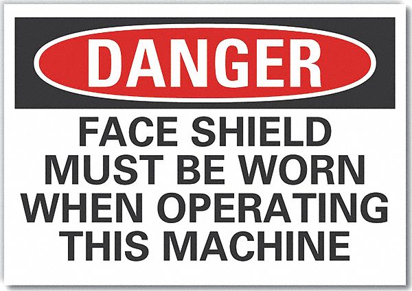  Face Mask Danger Label: Polyester, Adhesive Sign Mounting, 10 in x 14 in Nominal Sign Size, Danger