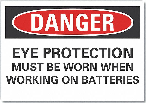  Eye  Danger Label: Polyester, Adhesive Sign Mounting, 10 in x 14 in Nominal Sign Size, Danger, Wall