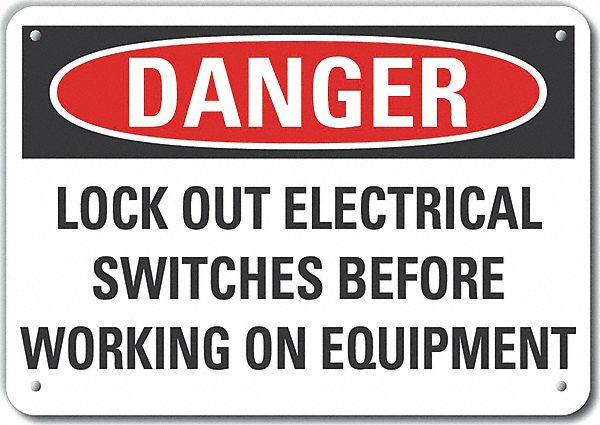 Reflective  Lockout Tagout Danger Sign: Aluminum, Mounting Holes Sign Mounting, Engineer Grade