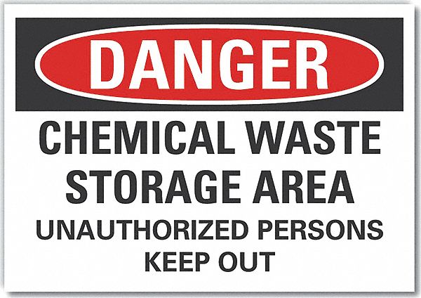  Chemicals Danger Label: Polyester, Adhesive Sign Mounting, 10 in x 14 in Nominal Sign Size