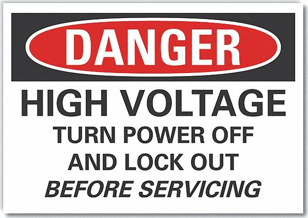  High Voltage Danger Label: Polyester, Adhesive Sign Mounting, 10 in x 14 in Nominal Sign Size