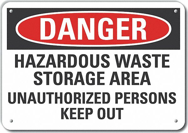 Reflective  Hazardous Waste Danger Sign: Aluminum, Mounting Holes Sign Mounting, Engineer Grade