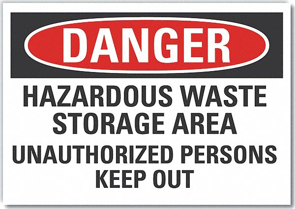 Polyester, Adhesive Sign Mounting, Hazardous Waste Danger Label ...