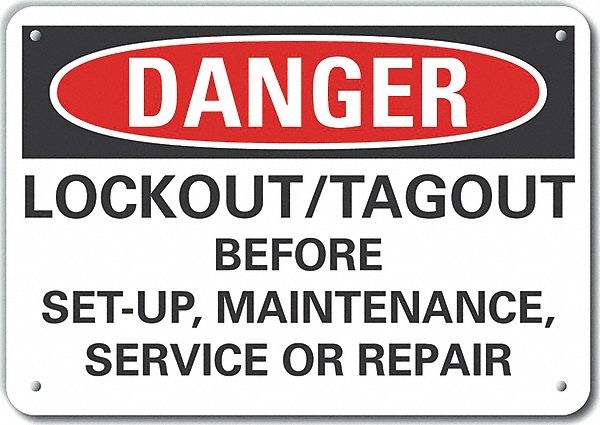 Reflective  Lockout Tagout Danger Sign: Aluminum, Mounting Holes Sign Mounting, Engineer Grade
