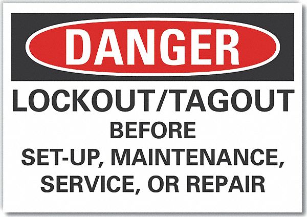  Lockout Tagout Danger Label: Polyester, Adhesive Sign Mounting, 10 in x 14 in Nominal Sign Size