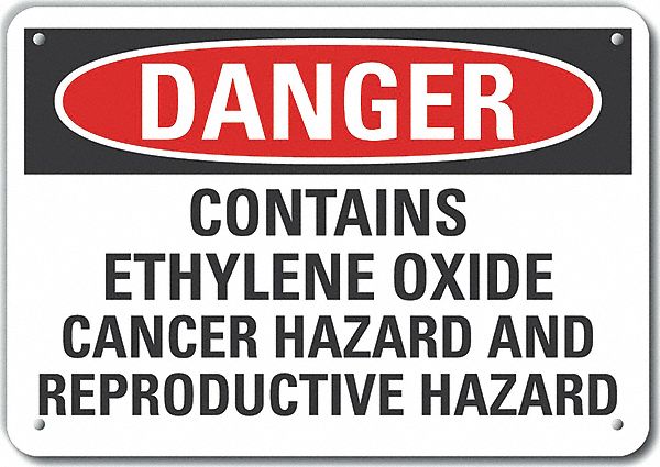 Reflective  Ethylene Oxide Danger Sign: Aluminum, Mounting Holes Sign Mounting, Engineer Grade