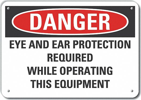 Reflective  Eye & Ear  Danger Sign: Aluminum, Mounting Holes Sign Mounting, Engineer Grade
