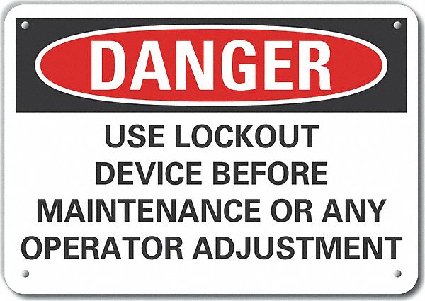 Reflective  Lockout Tagout Danger Sign: Aluminum, Mounting Holes Sign Mounting, Engineer Grade