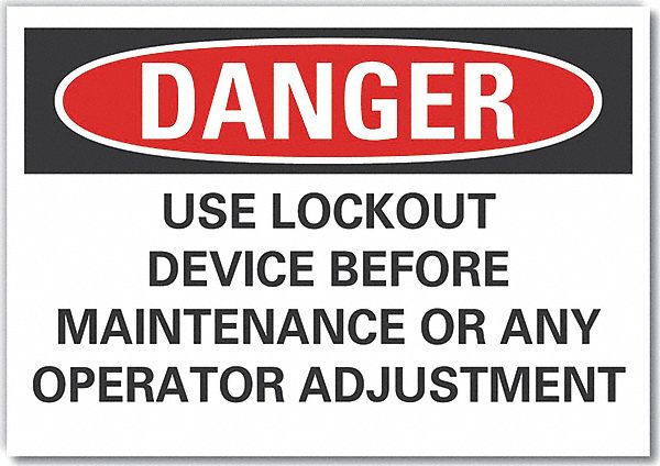  Lockout Tagout Danger Label: Polyester, Adhesive Sign Mounting, 10 in x 14 in Nominal Sign Size