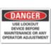 Danger: Use Lockout Device Before Maintenance Or Any Operator Adjustment Signs