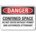 Danger: Confined Space Do Not Enter Without Permit And Authorized Attendant Signs