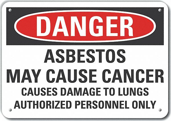 Reflective  Asbestos  Danger Sign: Aluminum, Mounting Holes Sign Mounting, Engineer Grade