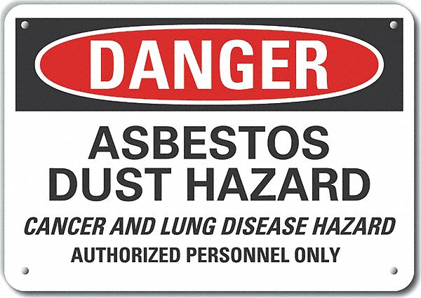 Reflective  Asbestos  Danger Sign: Aluminum, Mounting Holes Sign Mounting, Engineer Grade