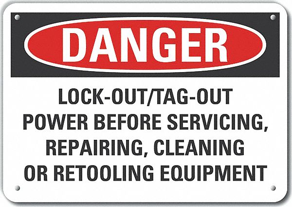 Reflective  Lockout Tagout Danger Sign: Aluminum, Mounting Holes Sign Mounting, Engineer Grade