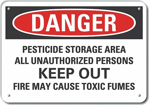 Reflective  Pesticide Danger Sign: Aluminum, Mounting Holes Sign Mounting, Engineer Grade, Danger