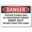 Danger: Pesticide Storage Area All Unauthorized Persons Keep Out Fire May Cause Toxic Fumes Signs
