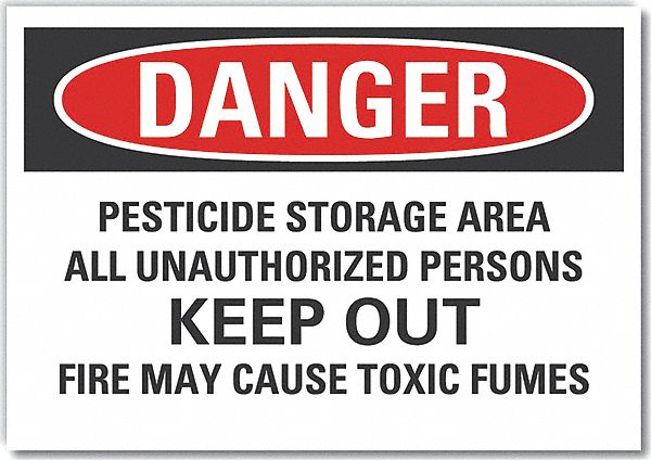  Pesticide Danger Label: Polyester, Adhesive Sign Mounting, 10 in x 14 in Nominal Sign Size, Danger