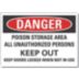 Danger: Poison Storage Area All Unauthorized Persons Keep Out Keep Doors Locked When Not In Use Signs