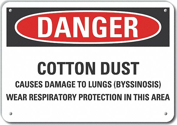Reflective  Cotton Dust  Danger Sign: Aluminum, Mounting Holes Sign Mounting, Engineer Grade