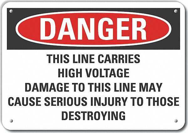 Reflective  High Voltage Danger Sign: Aluminum, Mounting Holes Sign Mounting, Engineer Grade, Danger