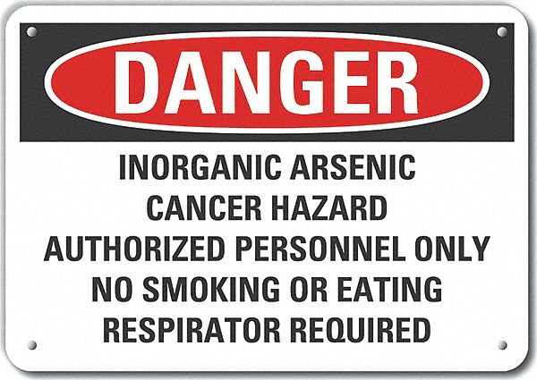 Inorganic Arsenic Danger Sign, 10x14in